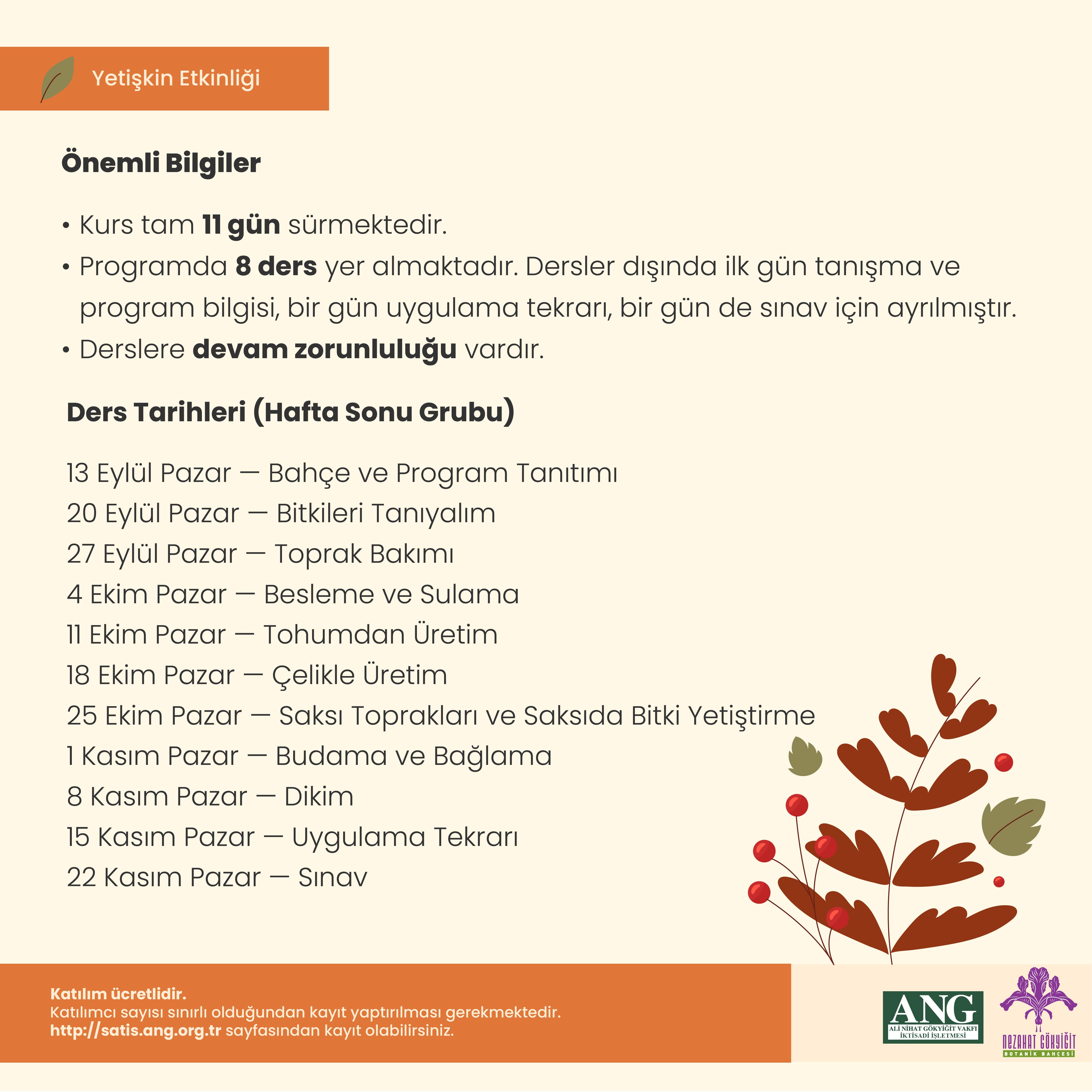 Uygulamalı Bahçıvanlık Kursu Hafta Sonu Grubu